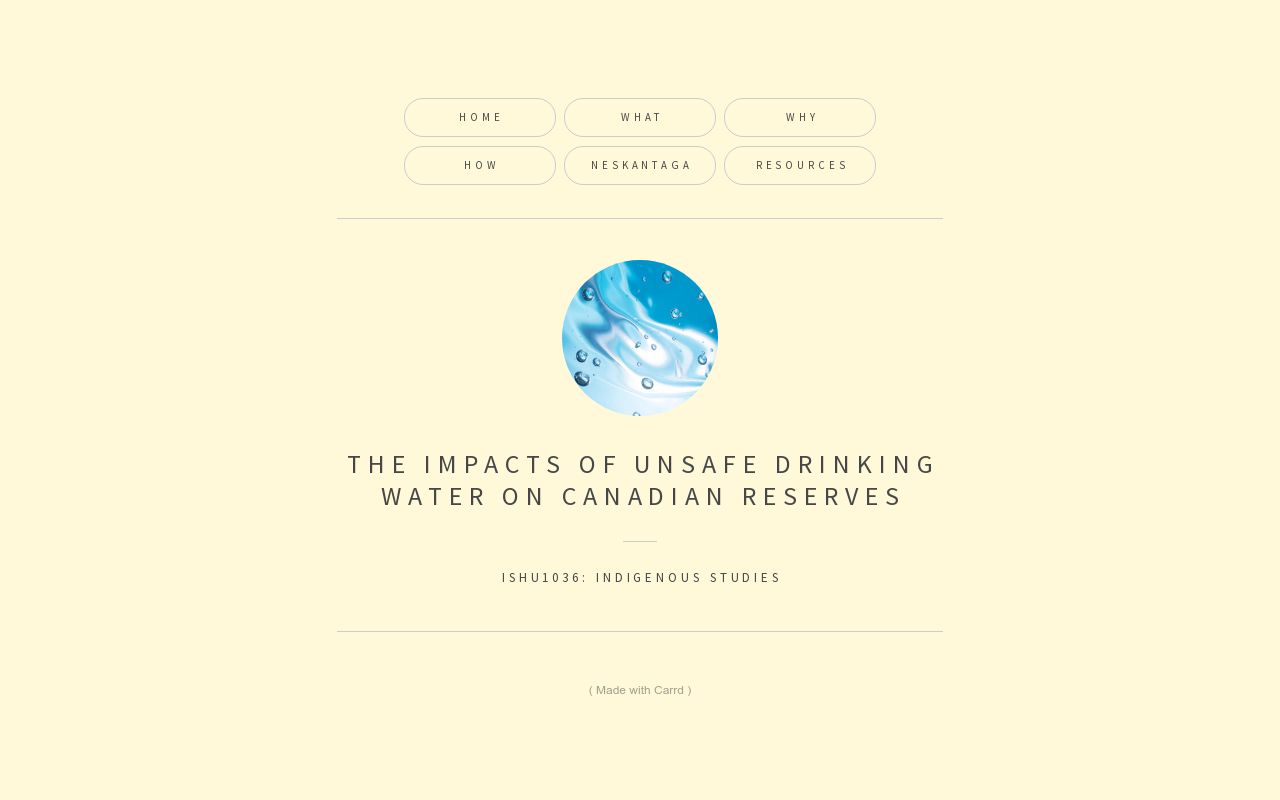 The Impacts of Unsafe Drinking Water on Canadian Reserves